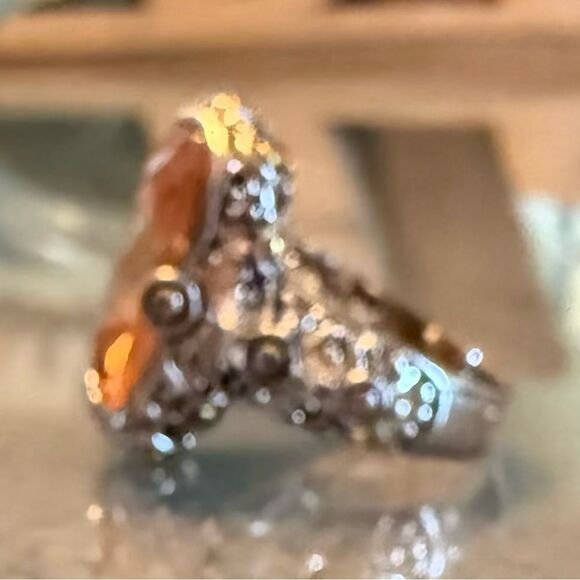 Gemstone Ring with Faceted Cut Topaz colored CZ . - Picture 4 of 5